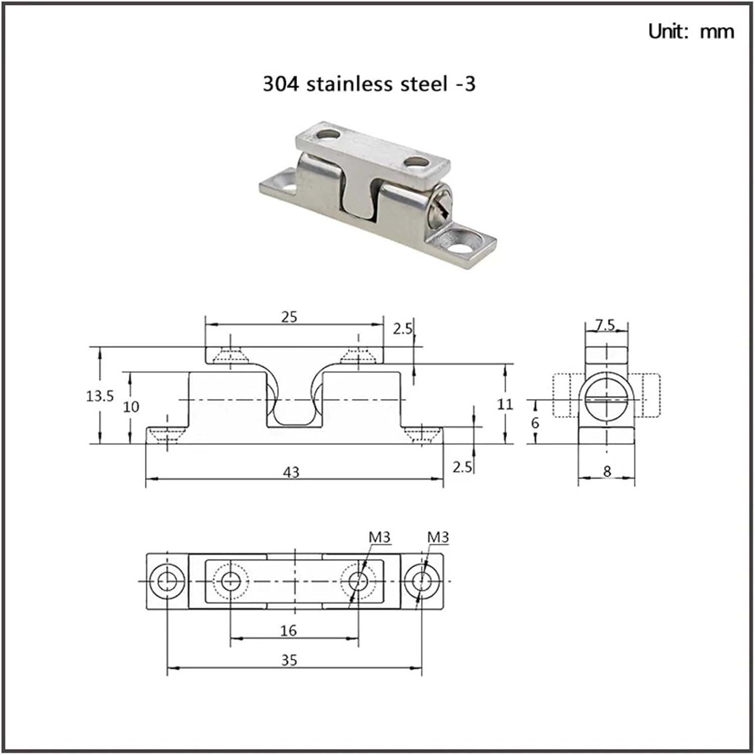 304 Stainless Steel Detachable Corner Hinge Mechanical Equipment Cabinet 1Pcs(Small)