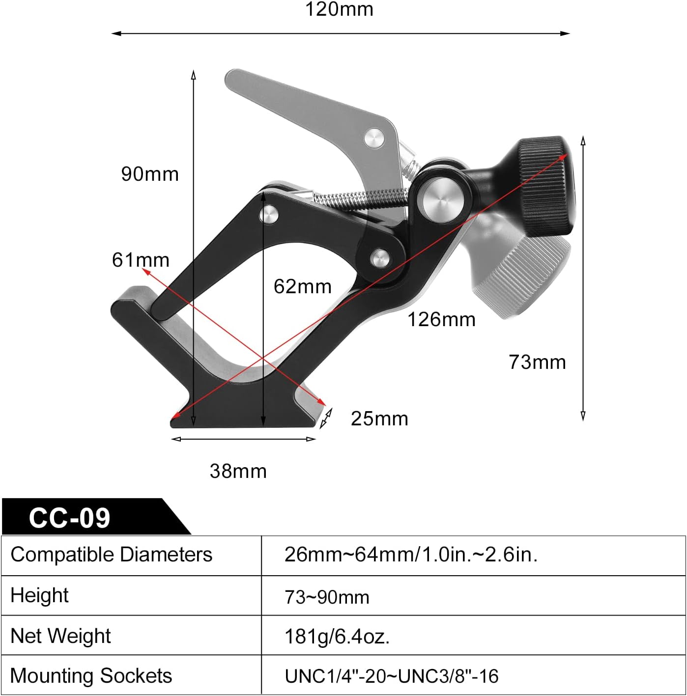 Universal Binocular Tripod Adapter Super Clamp with Arca Swiss Adapter, Compatible with All Tripods, 1/4 and 3/8，2505