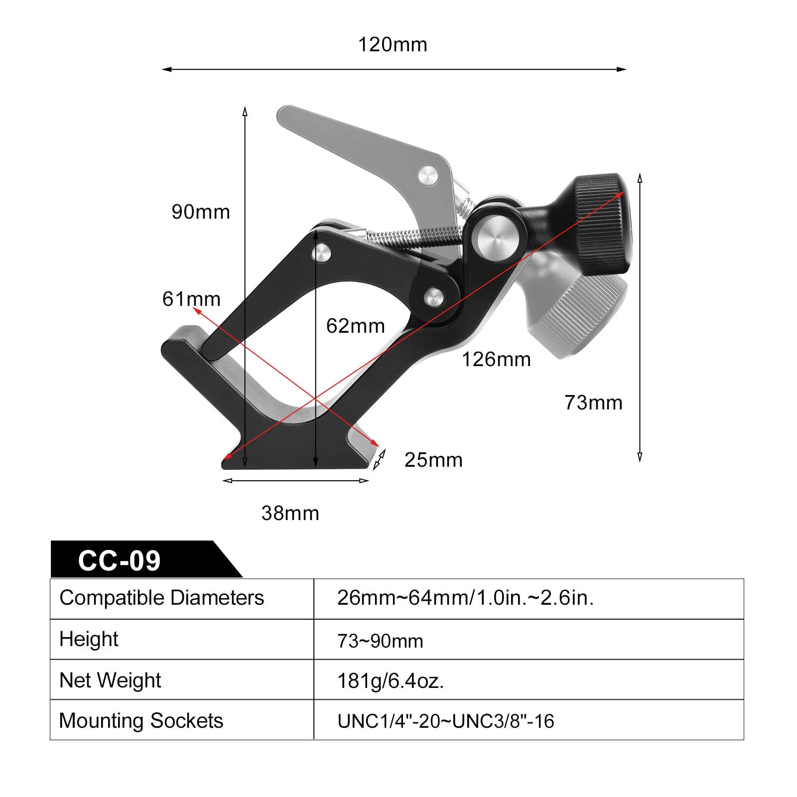 SUNWAYFOTO CC-09 Adaptateur de trépied Universel pour Jumelles avec Adaptateur Arca Swiss Compatible avec Tous Les trépieds 1/4 et 3/8
