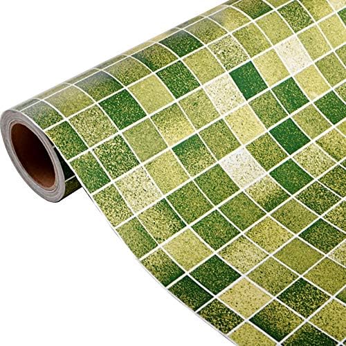 Yenhome Green Mosaic Pattern Peel and Stick Wallpaper for Bathroom Waterproof Removable Wallpaper for Kitchen Backsplash Peel and Stick Wall Decals Vinyl Self Adhesive Shelf Liner Contact Paper