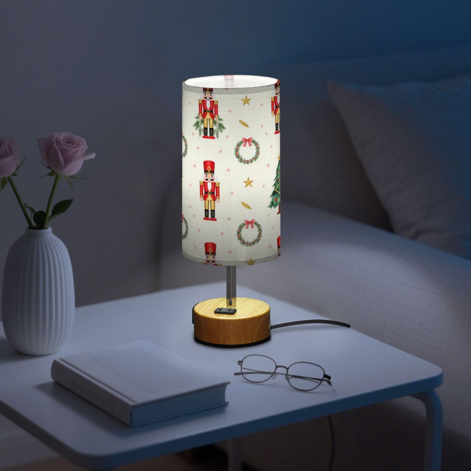 Yuiboo Lampa stołowa z portami USB C+A, lampa biurkowa do nauki czytania