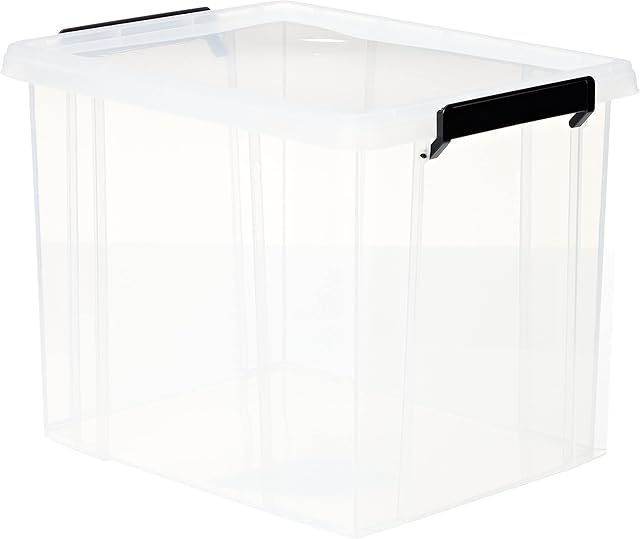 Amazon Basics 38-Litre Plastic Storage Box with Lid, Clear, 1-Pack