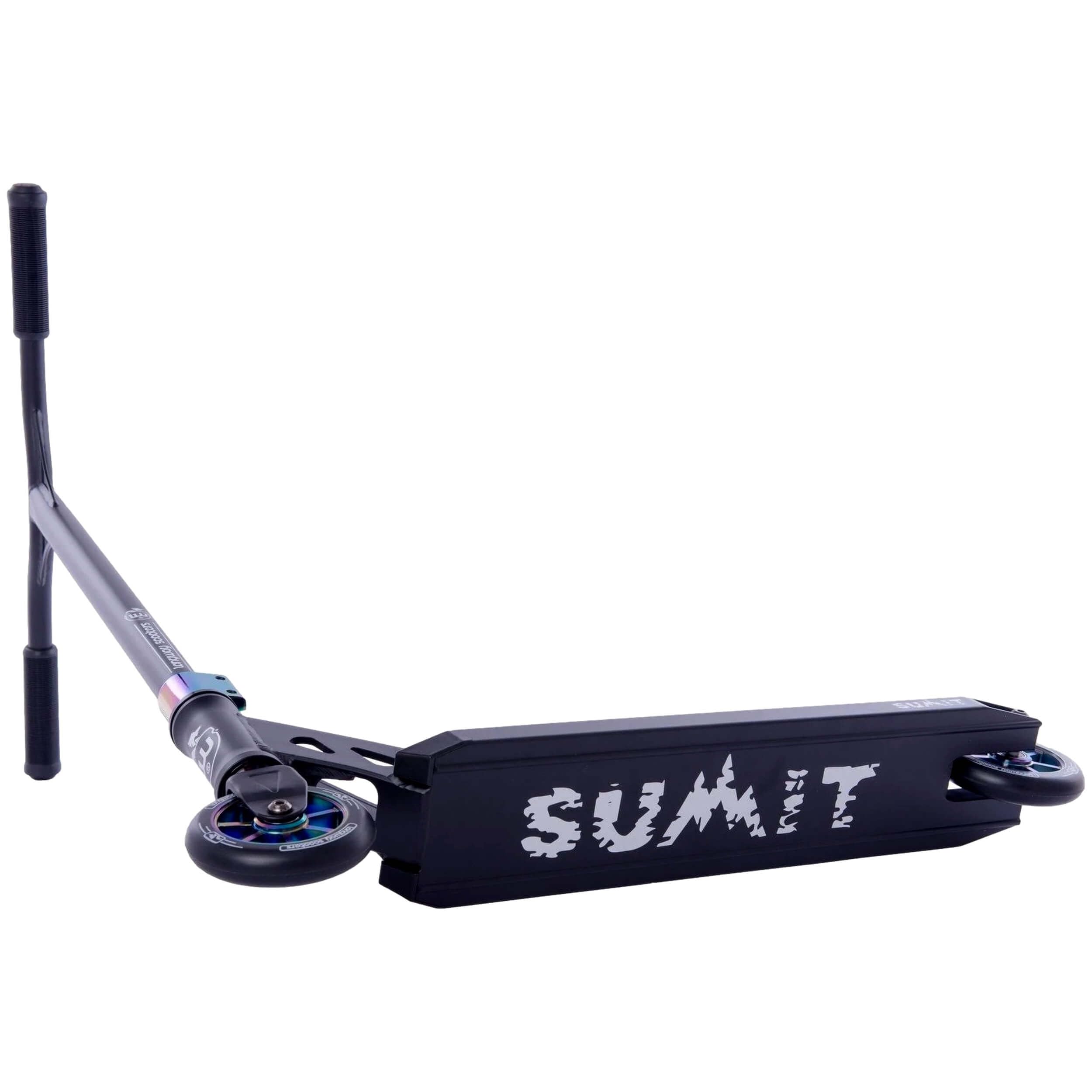 Longway Summit Stunt Scooter Professionale – Alluminio 6061 T6 – Ruote 110mm – ABEC 9 – Rainbow Neo Chrome