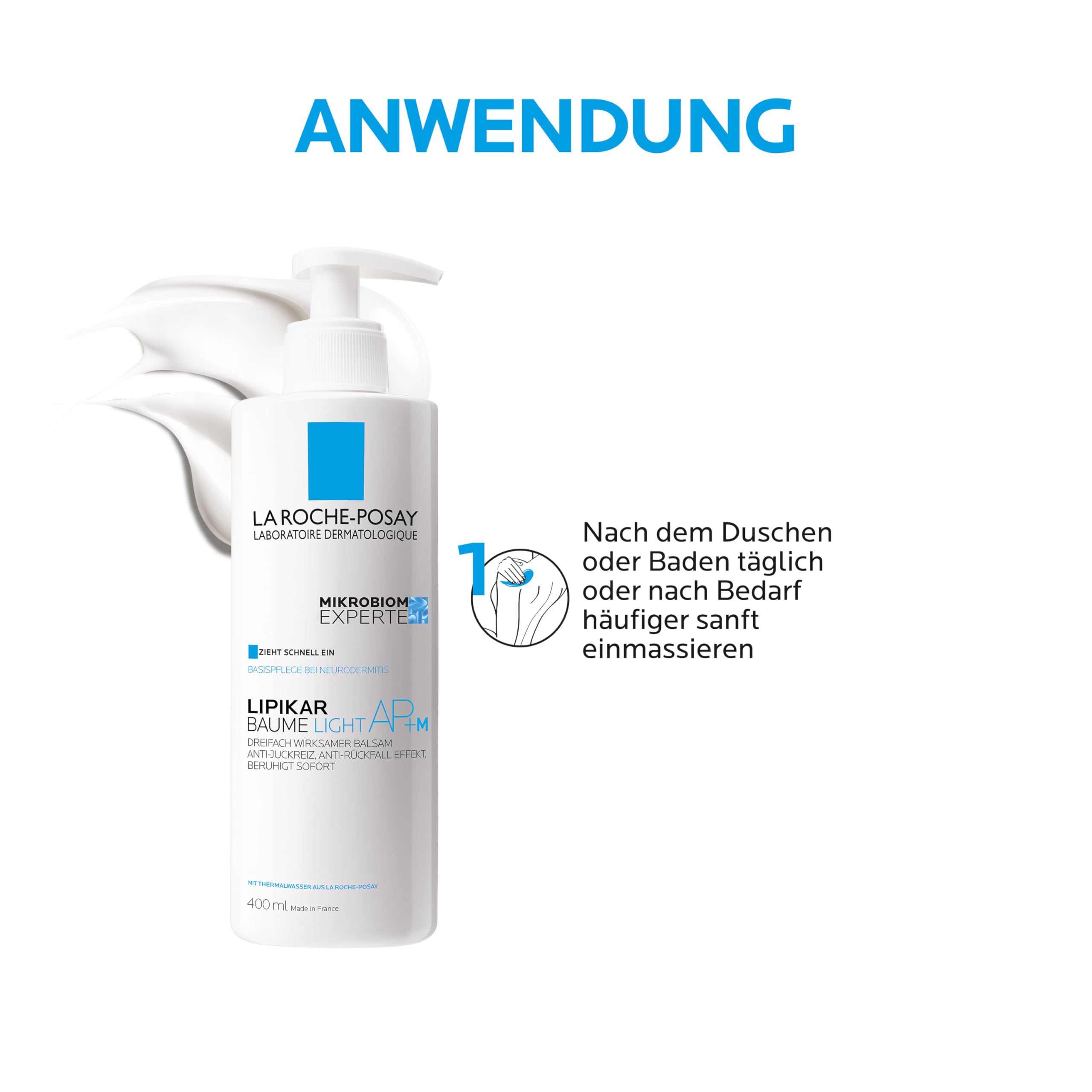 La Roche-Posay Lipikar Baume Light AP+M, Rückfettende Lotion bei Neurodermitis und trockener Haut, Schnell einziehend, Ohne Duftstoffe, Für Babys ab 3 Monaten, Kinder und Erwachsene, 400 ml