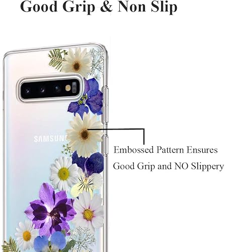 Miniatura 10 de Unov - Carcasa para Samsung Galaxy S10, con diseño suave, TPU, absorción de impactos, delgada, patrón labrado, cubierta de protección posterior para