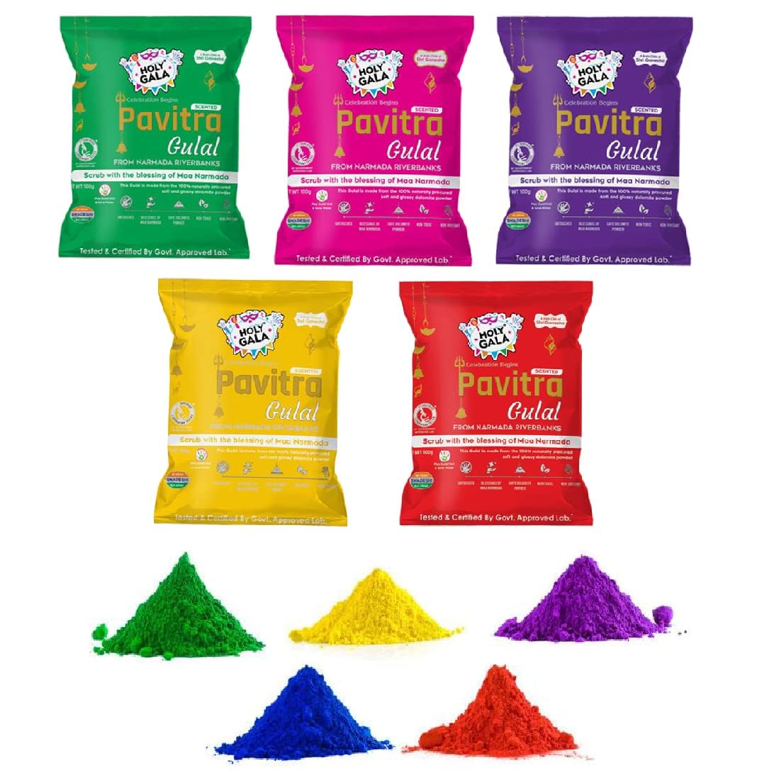 Bâtons de poudre de couleur Holi pour fête de famille | Kit multicolore 5 x 100g