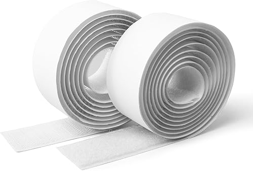 Art3d Rollos de gancho y bucle de 10 pies x 1 pulgada con parte trasera adhesiva, tira adhesiva de doble cara, resistente, color blanco
