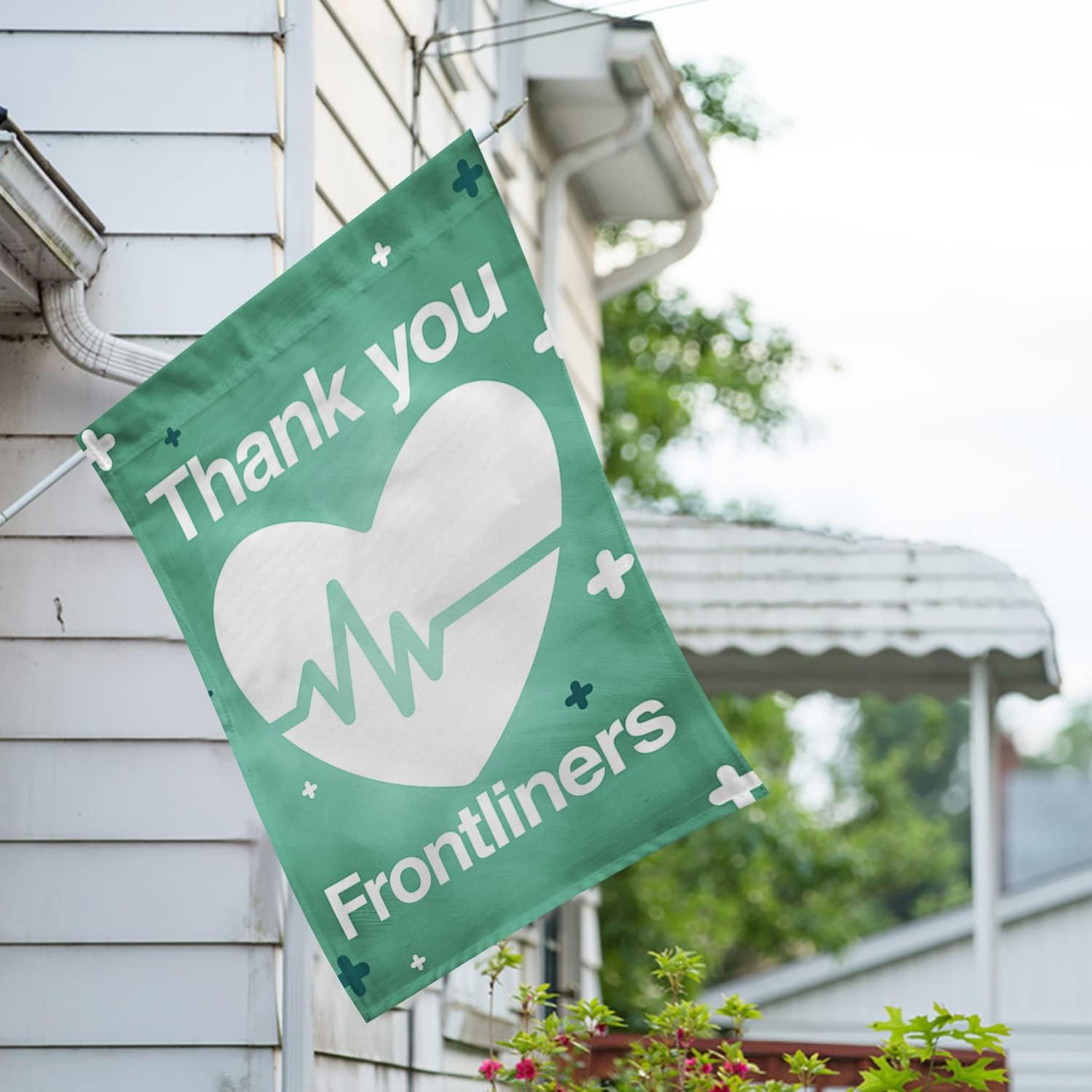 America Forever Thank You Frontliners Garden Flag, 12.5 x 18 inch Double Sided, Frontline Heroes Appreciation Banner, Essential Workers Tribute Outdoor Decor, Healthcare Hero Honor Yard Flag