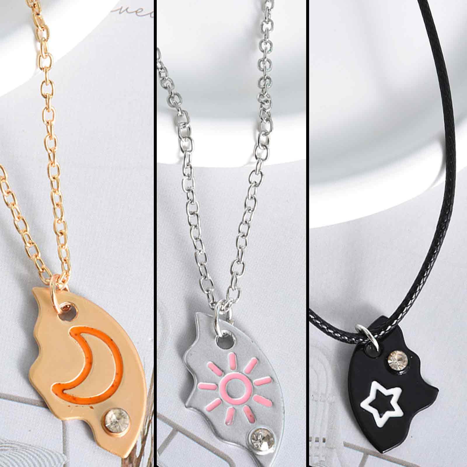 3 Piezas Conjunto de Collares de Amistad Colgantes para Mejores Amigas - Regalo de Cumpleaños Ideal para 3 Niñas. ¡Expresa tu amistad con estilo con este BFF Collar(Plata Oro Negro)