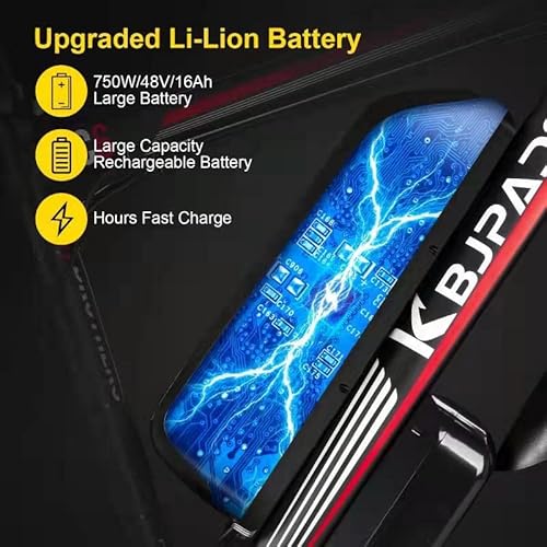 Kbjpads 26" Adult Electric Bikes 750W Motor Ebike 48V 16Ah Lithium Battery Electric Bicycles Dual Shock Absorbers 5-Speed 21Mph Mountain Beach E Bike #TOP2