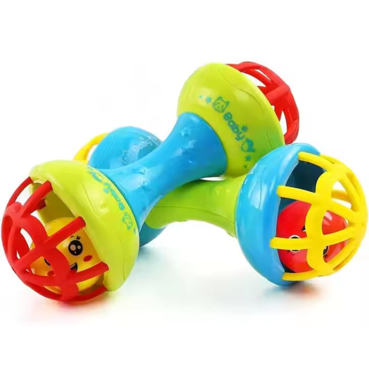Crackles Attractive Colourful Non Toxic Rattle for Kids with Jingling Ball for Newborn Babies, Toddlers, Infants, Child Pack of 1