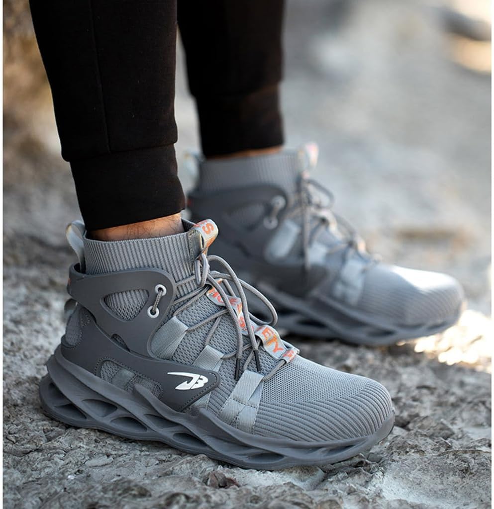 [SEINIES] ハイカットシューズ メンズ 安全ブーツ 作業靴 セーフティシューズ 先芯入り 保護 メッシュ 蒸れない ニット素