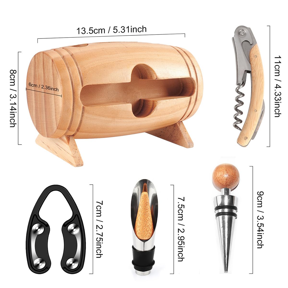 Set di accessori per vino a forma di botte, set di cavatappi, accessori per vino, apribottiglie da sommelier con apribottiglie per la decorazione della casa e delle feste