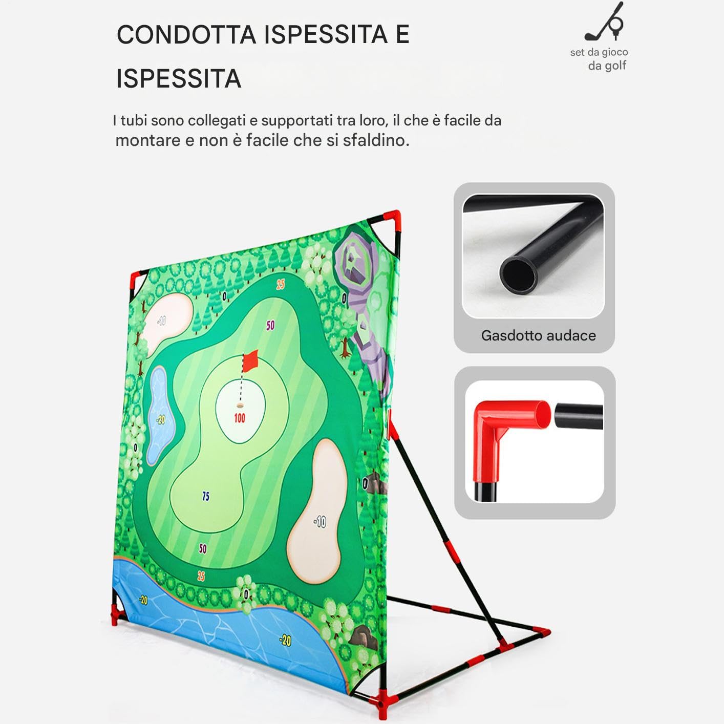 Battle Golf Chipping Game - Set per allenamento swing da interno ed esterno con custodia per mazze e palline | Divertente giocattolo da putting in giardino, tappetino da allenamento per bambini e adul
