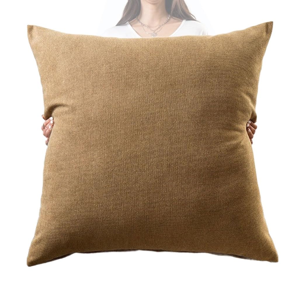 Extra Large Cushion Covers 80x80 70x70 CM Super King Size Decorative Pillow Cases,Square Throw Pillow Cover Pillowcases With Invisible Zipper For Bedroom Couch Sofa(Earthy Gold,65x65 cm (1pc))