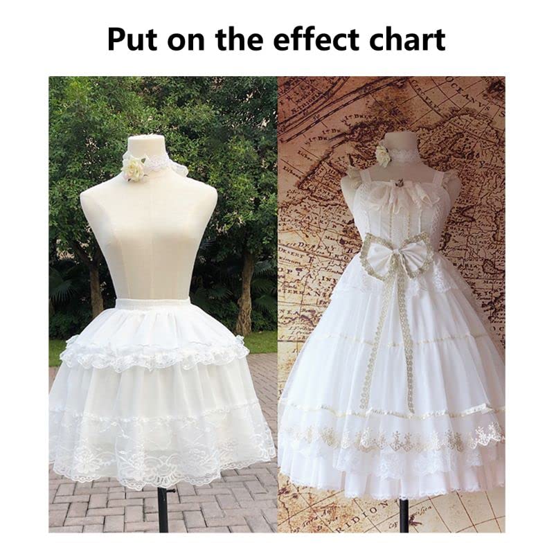 Girls Children Lolita Cosplay Short Petticoat Ruffles Floral Lace 2 Hoop Flower Girl Underskirt Slips4