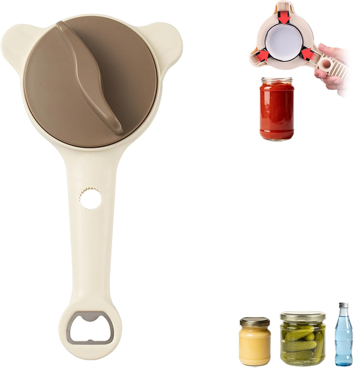 2026 New 4-in-1 Can Opener - Adjustable Bottle Cap Opener for Seniors, People with Weak Hands & Arthritis, Fits Kitchen Jars, Bottles & Cans (2PCS)