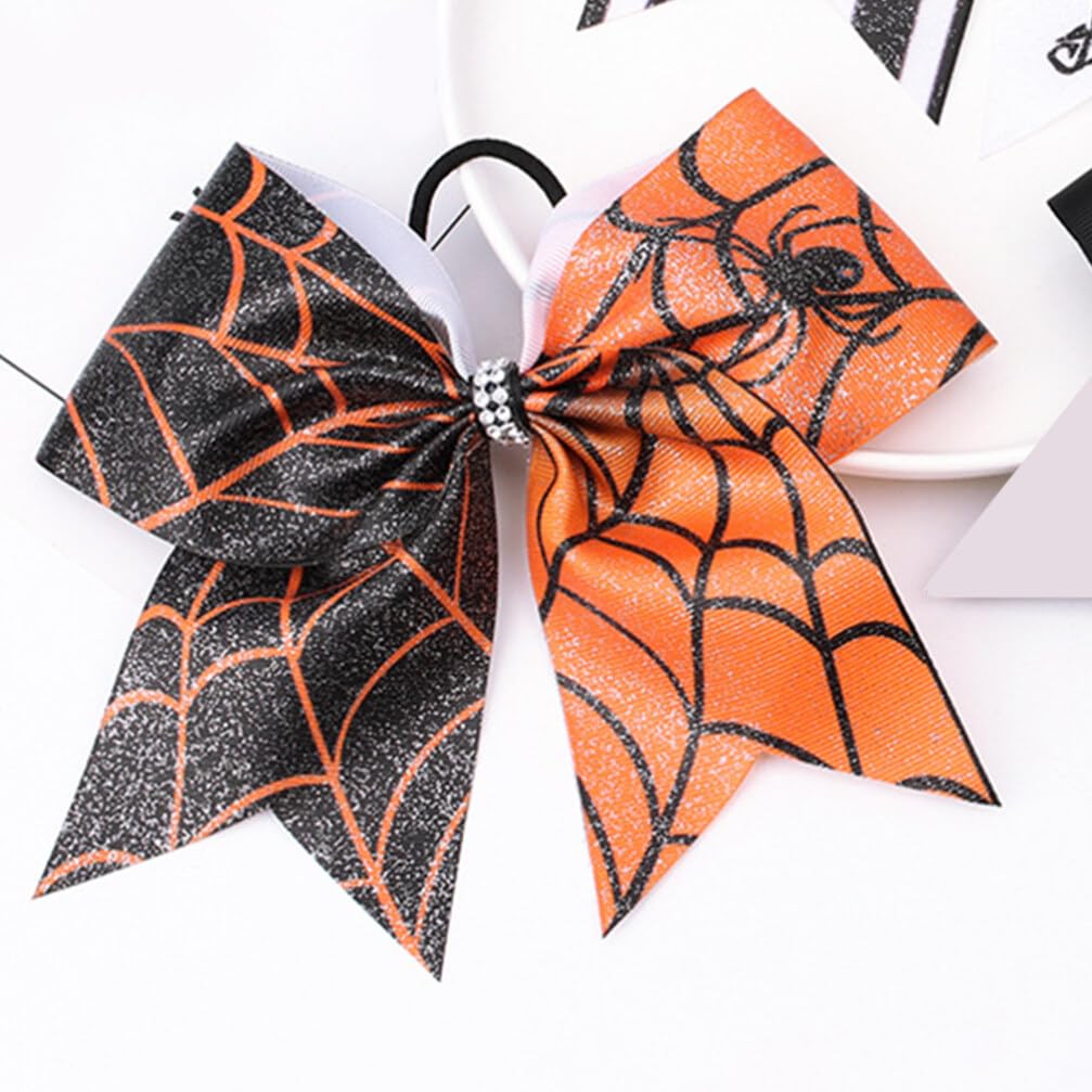 Beaupretty 8 Pcs Halloween Bow Knot Hair Ties Spider Web Hair Bands Stretchy Ponytail Holders for Girls Toddlers Kids