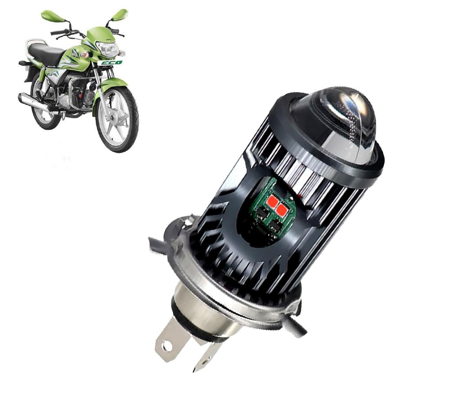 Auto Pearl Motorcycle H4 35W LED Headlight Dual Beam White and Yellow light and Red-Blue light with Flashing mode compatible with HF Deluxe Eco (Pack of 1)-image-33