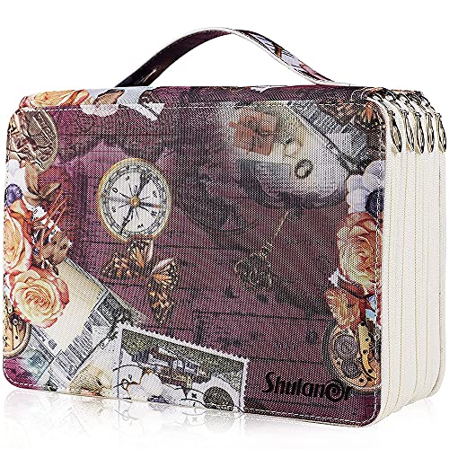 Shulaner 250 etui stifte, Große Kapazität Buntstifte-Etui für 250 Bleistifte - Federmappe Studenten Buntstift - Aufbewahrungstasche Tasche Halter Schreibwaren Pencil Case Organizer - Lila Cover