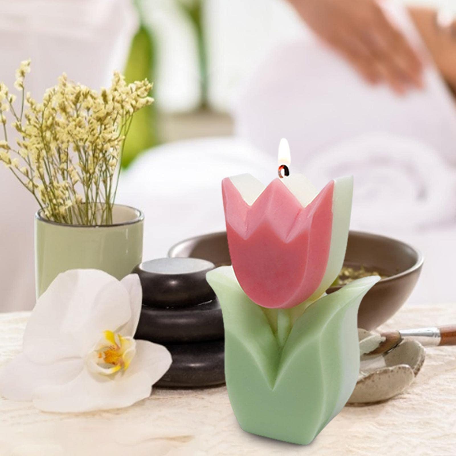 Moule En Silicone Pour Fleurs Et Bougies - Forme Bouquet De Tulipes - Pour Cire, Résine, Plâtre - Loisirs Créatifs