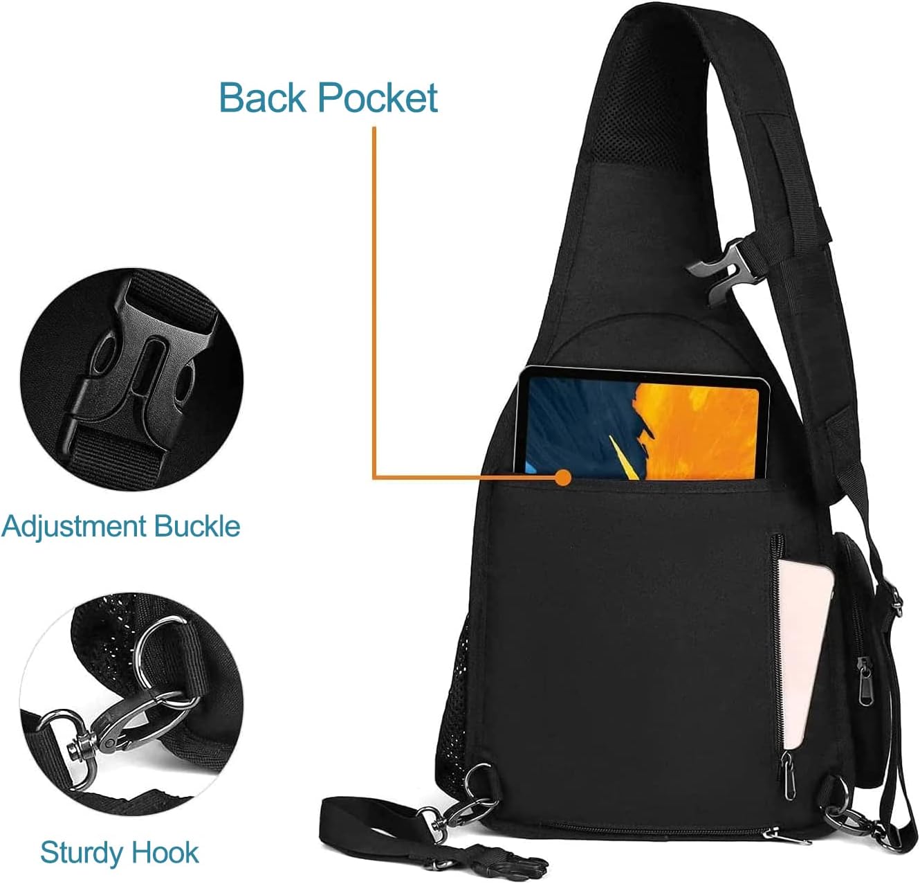 MOSISO Camera Bag Sling Backpack, DSLR/SLR/Mirrorless Full Open Camera Case with Tripod Holder&Rain Cover&Modular Insert, Photography Backpack Compatible with Canon/Nikon/Sony/Fuji, Black - Image 4