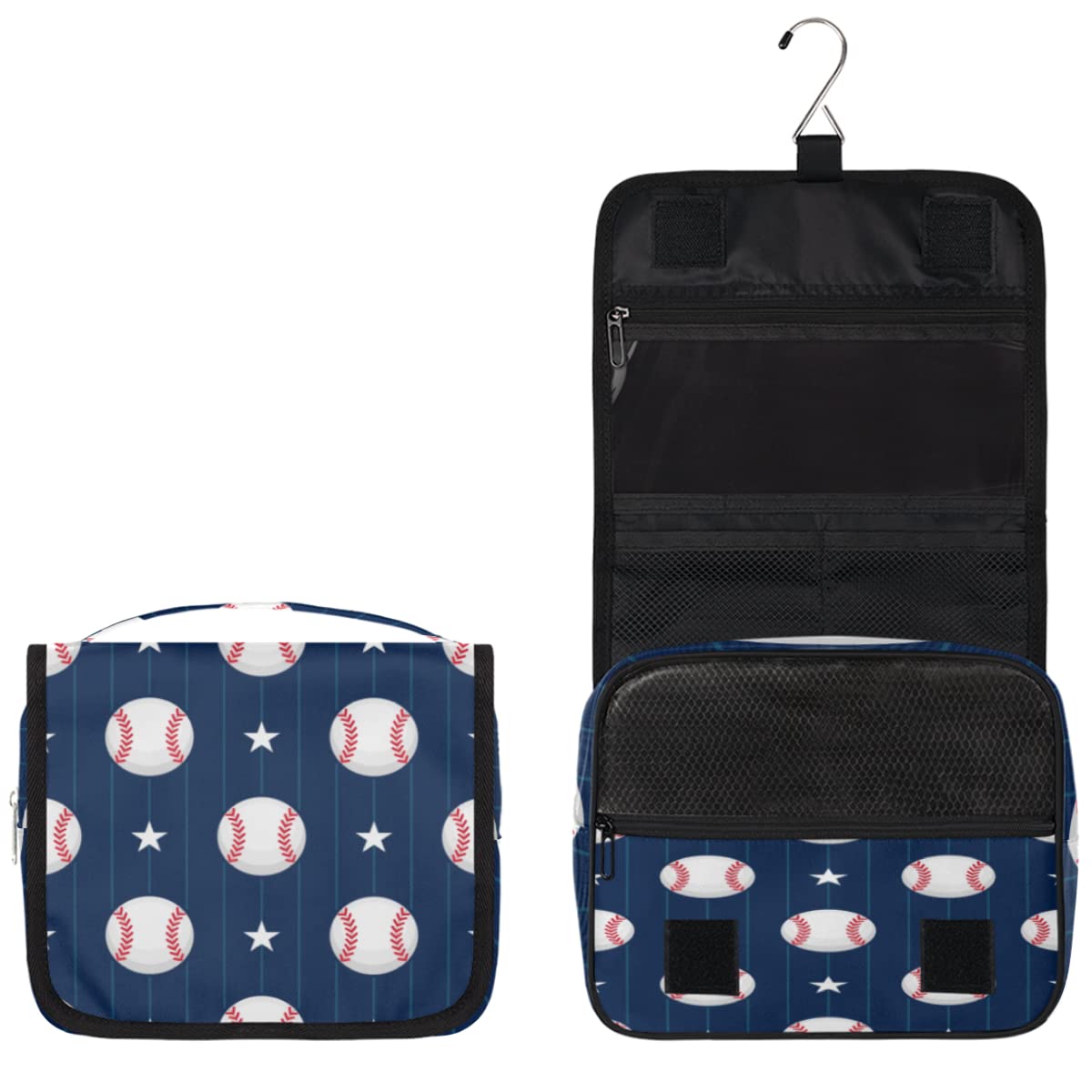 Baseball Design Podróżna kosmetyczka Baseball Wash Bag Unisex Wiszące przybory toaletowe Kosmetyczka Organizer do makijażu, wielobarwny, Jeden rozmiar
