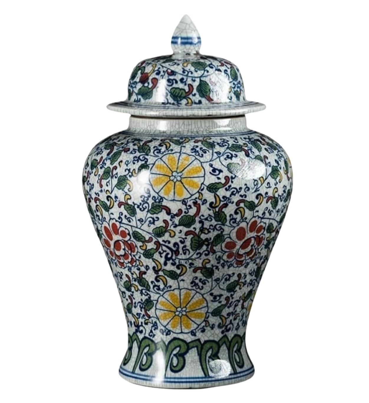GFJHdfhE Chinese Style Decorative Jar Flower Vase Ceramic Vases Ginger Jars With Lid For Home Blue And White Tradition Porcelain Flower Display