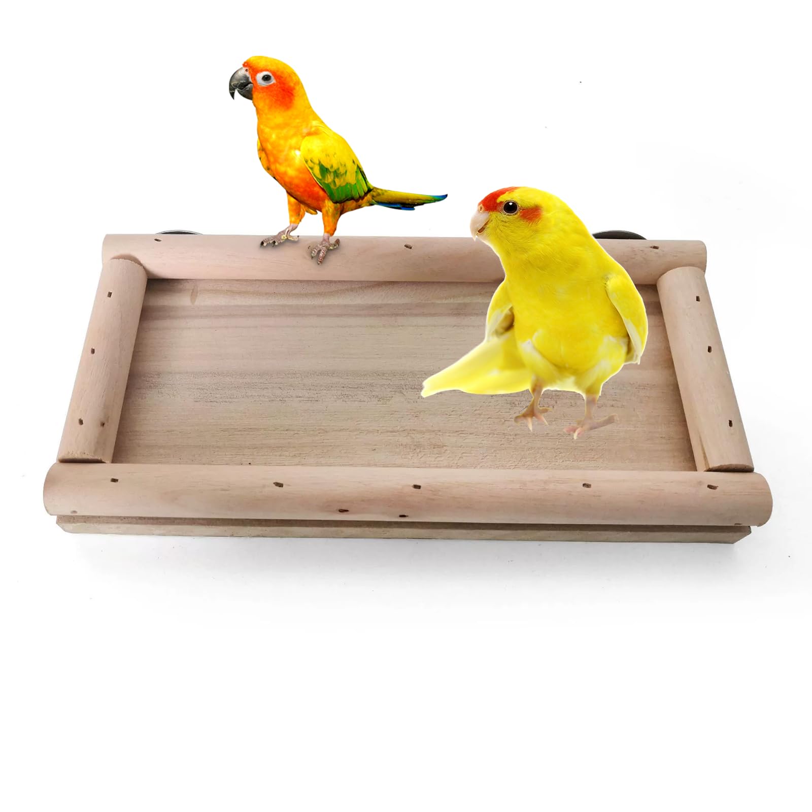 Yuelulala Parrot Bird Perch Stand, Bird Platform Toy, Natural Wooden Cage Pole Accessories