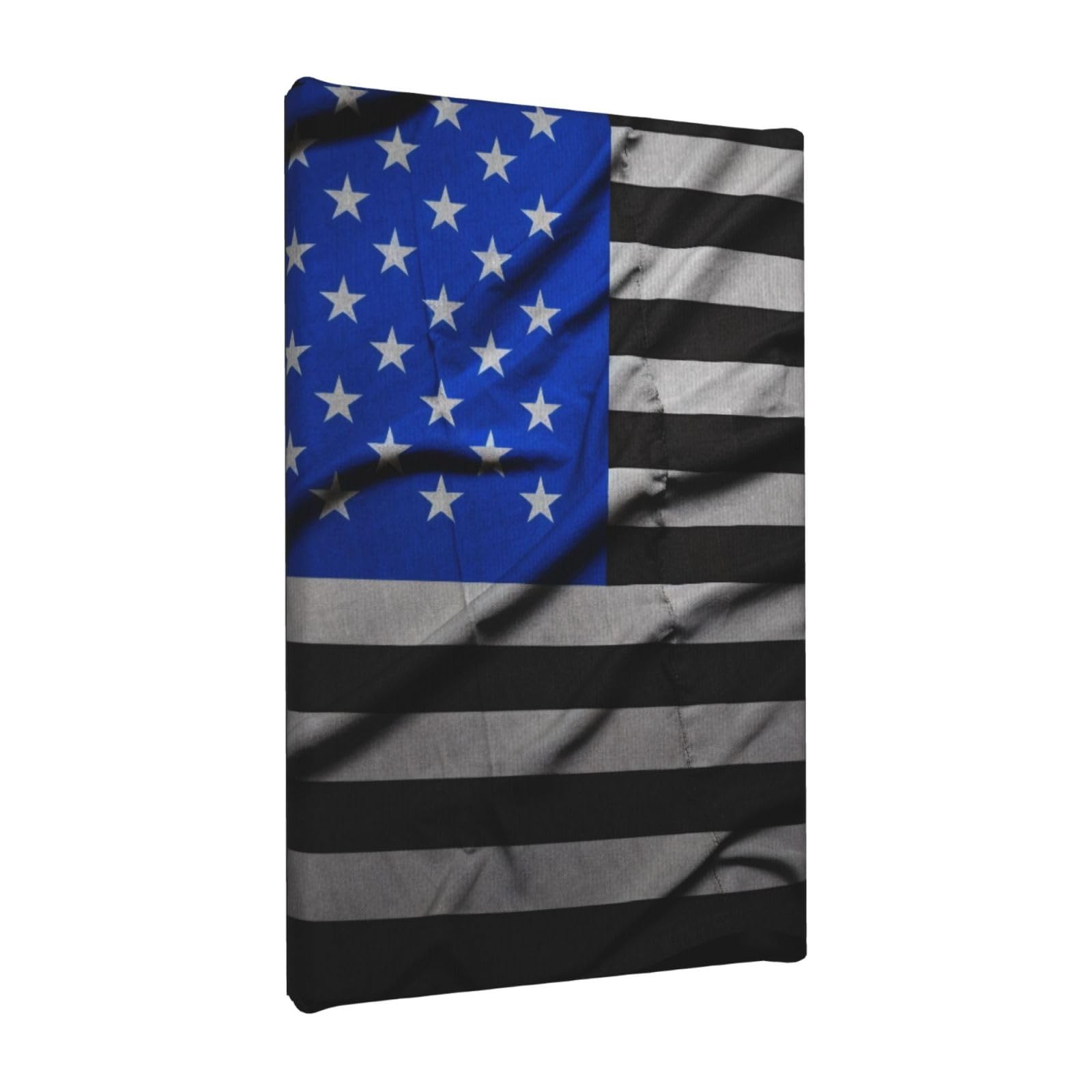 Ykljg American Thin Blue Line Flag Printed Wall Art Canvas Painting 20X30 Cm Wooden Framed Picture Painting Artwork Prints For Bedroom Kitchen Home Office Decor