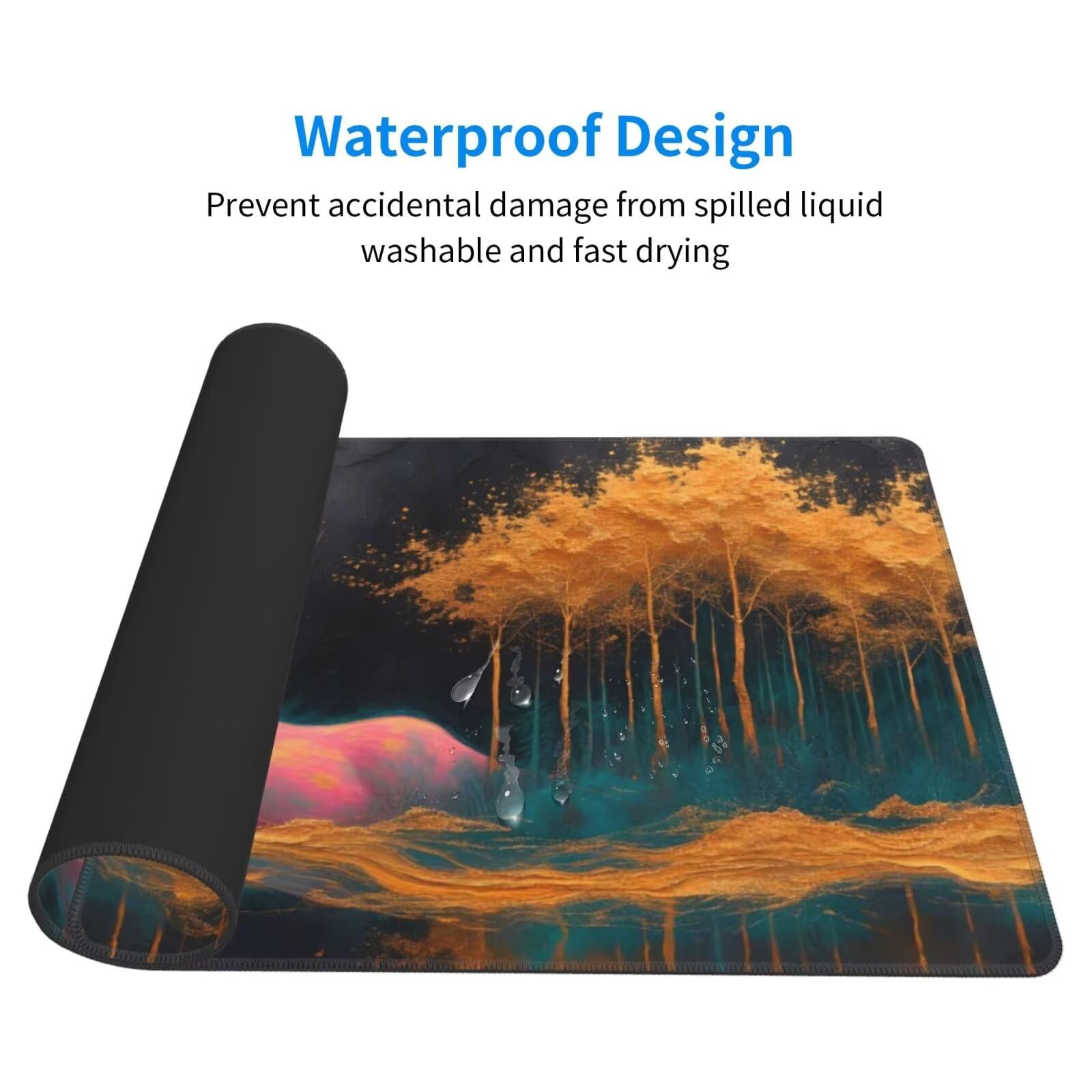 Duża podkładka pod mysz leśny jeleń podkładka pod mysz XXL 1200 x 600 mm, wodoodporna podkładka pod biurko pod mysz, przeszyte krawędzie i antypoślizgowa mata na biurko do dekoracji biura, prezenty