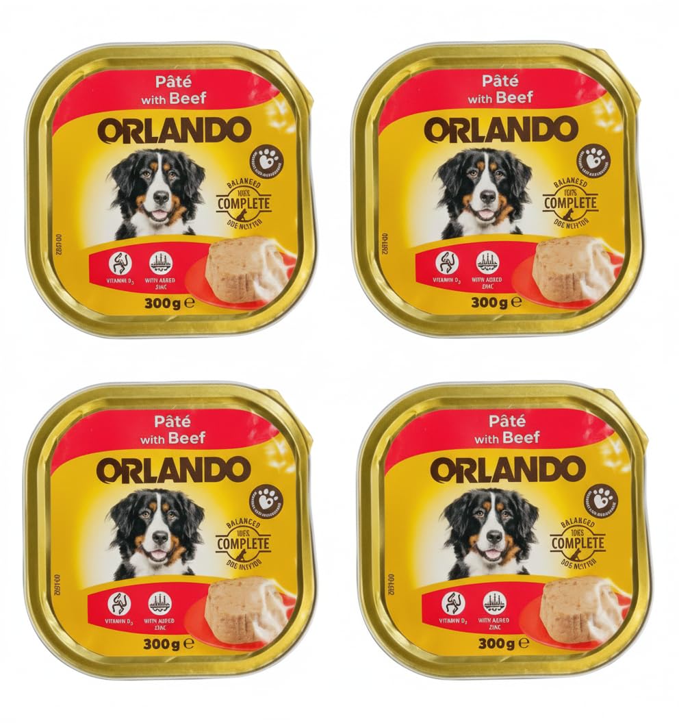 Ark Future Orlando Pâté with Chicken or Beef (Pack of 4 x 300g) | Complete Balanced Wet Dog Food with Vitamin D₃ & Zinc | Nutritious Meal for Adult Dogs – Healthy Skin, Bones & Coat (Beef)