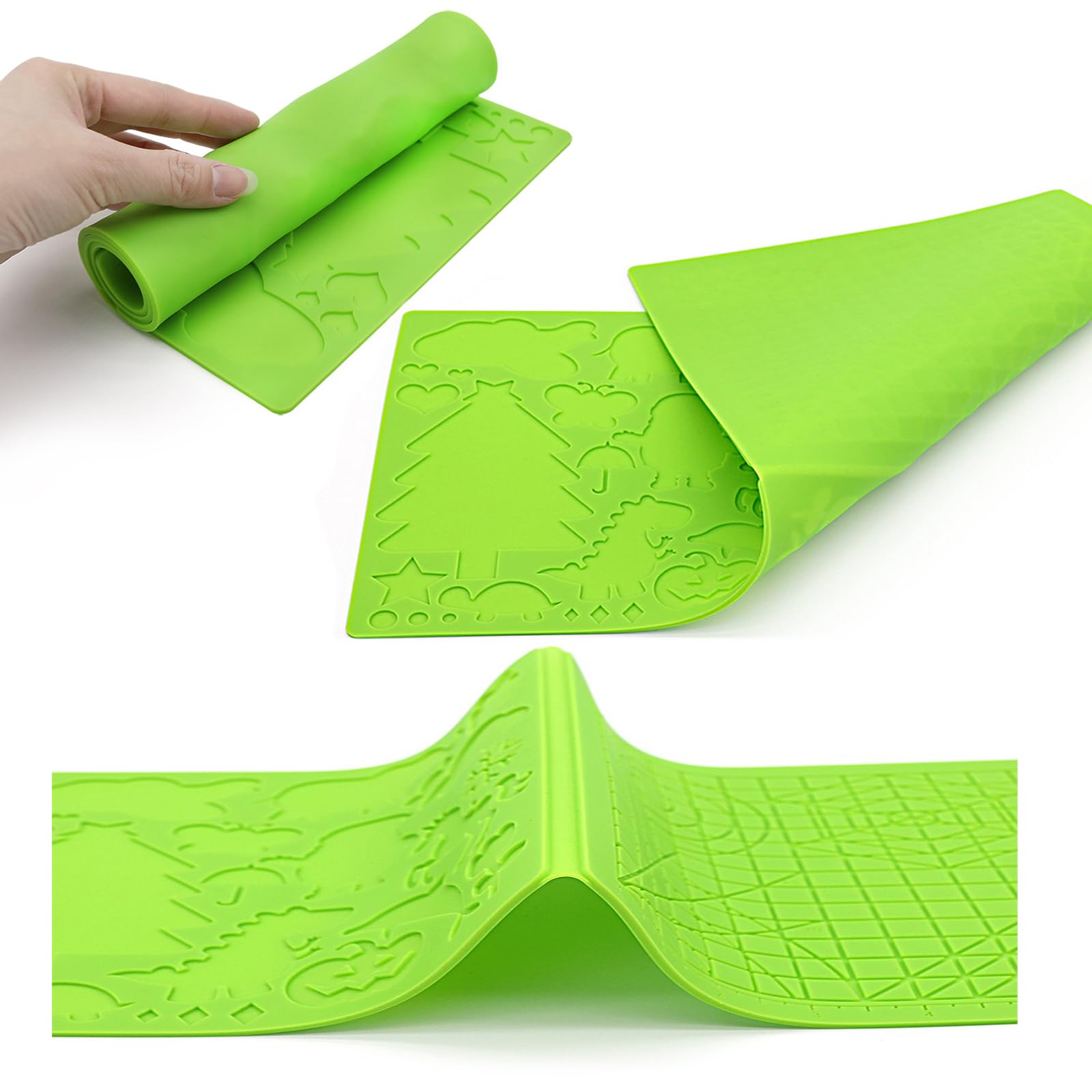 Modello per penna 3D, in silicone, con motivo animale, utile per principianti, bambini e artisti 3D, colore verde (41,5 x 20,5 cm)