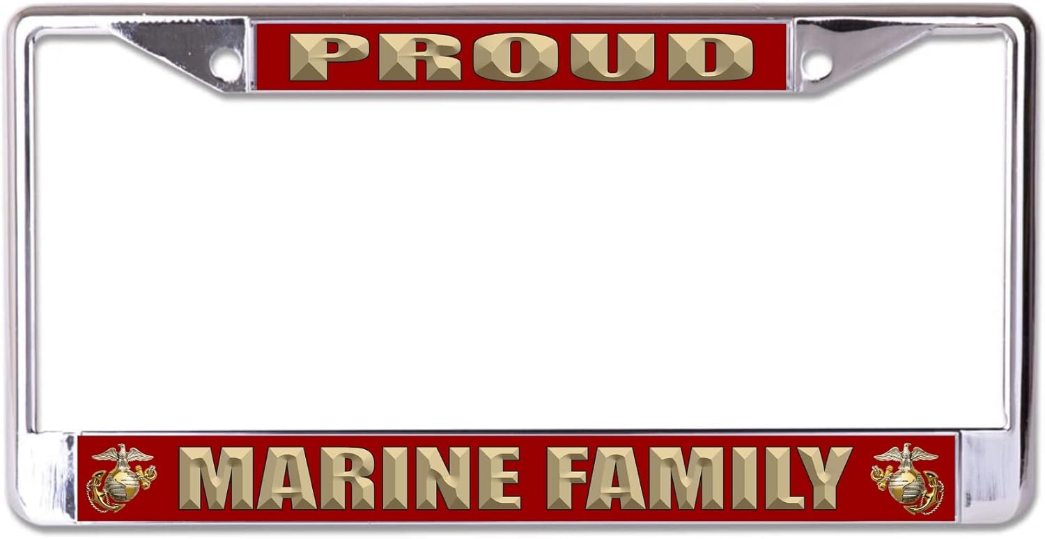 Proud Marine Family #1 Chrome License Plate Frame
