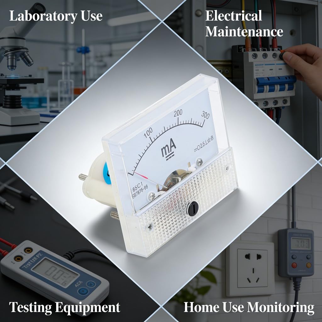 DC Pointer Ammeter 0-300MA Analog Current Panel Tester, 85C1 Model, Compact Size - Easy Installation, Clear Scale, Ideal for Power Distribution and Electrical Measurements