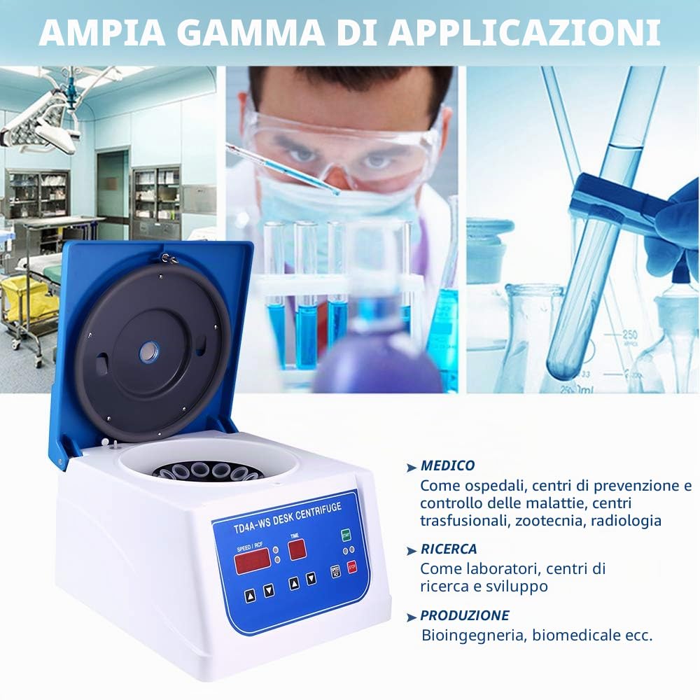 InLoveArts Centrifuga da Laboratorio, Centrifuga PRP con display digitale, regolabile da 500~4000 RPM, per provette da 12 15 ml