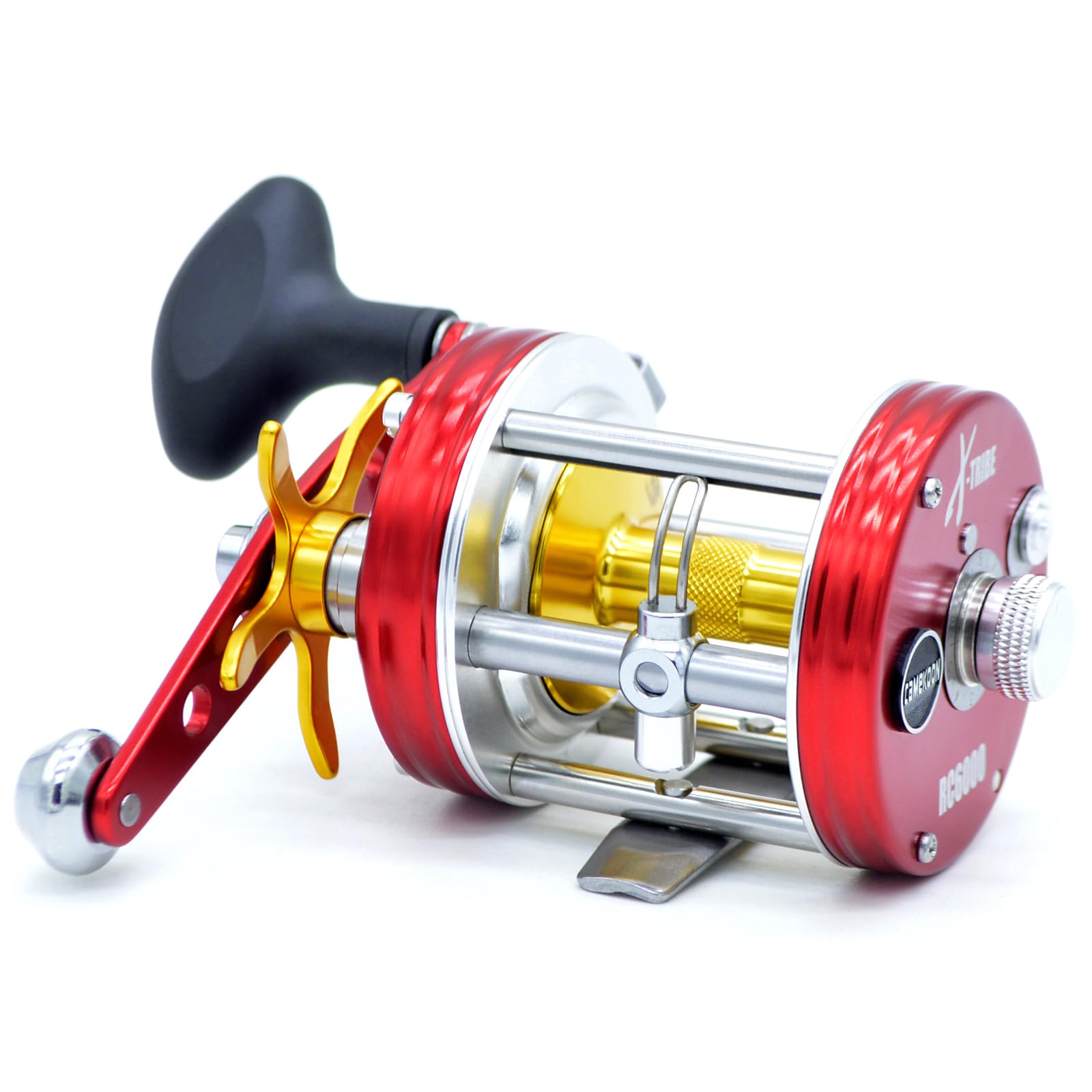 CAMEKOON X-Tribe Round Baitcasting Fishing Reel, Synchronized Level Wind System, 17 LBs Powerful Carbon Drag, 5.3:1 Gear Ratio, Single Power Handle, All Metal Frame and Side Covers for Saltwater
