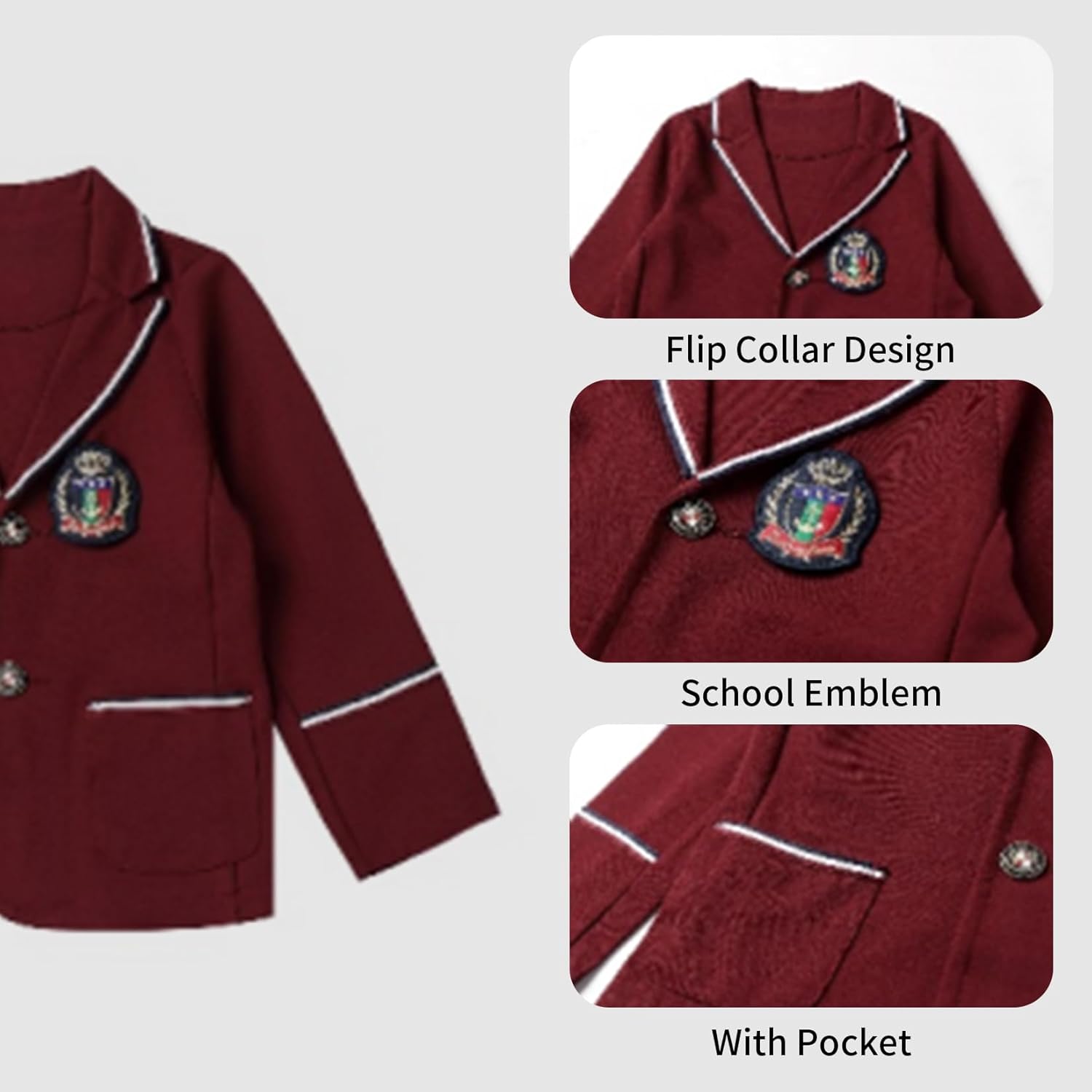 Mud Kingdom Girls British School Uniform Long Sleeve Wide Lapel Coat with Skirt Set 4-16Y - Image 3