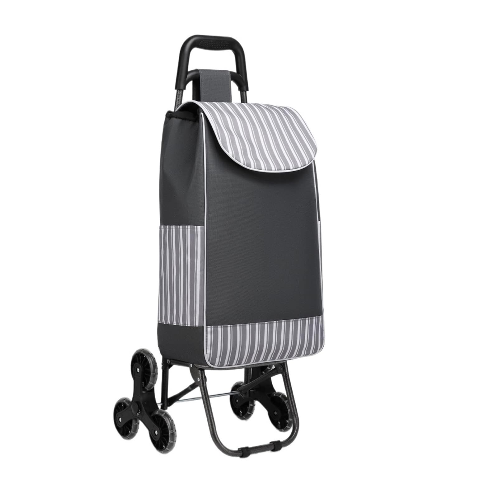 2-in-1-Klapp-Einkaufswagen, Leichter, wasserdichter Wagen mit 6 großen, geräuschlosen Rädern und abnehmbarem Treppenaufstieg für Straßen, Supermärkte(Grey)