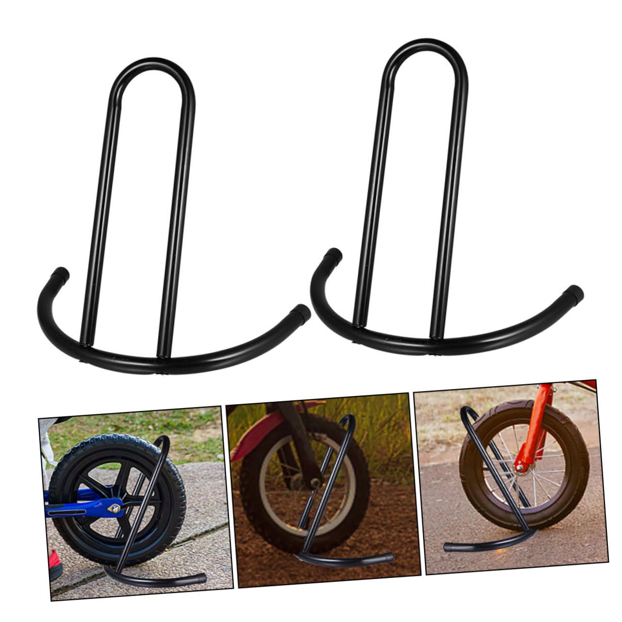 Soporte Portátil para Bicicletas Negro de Hierro, 2 Piezas