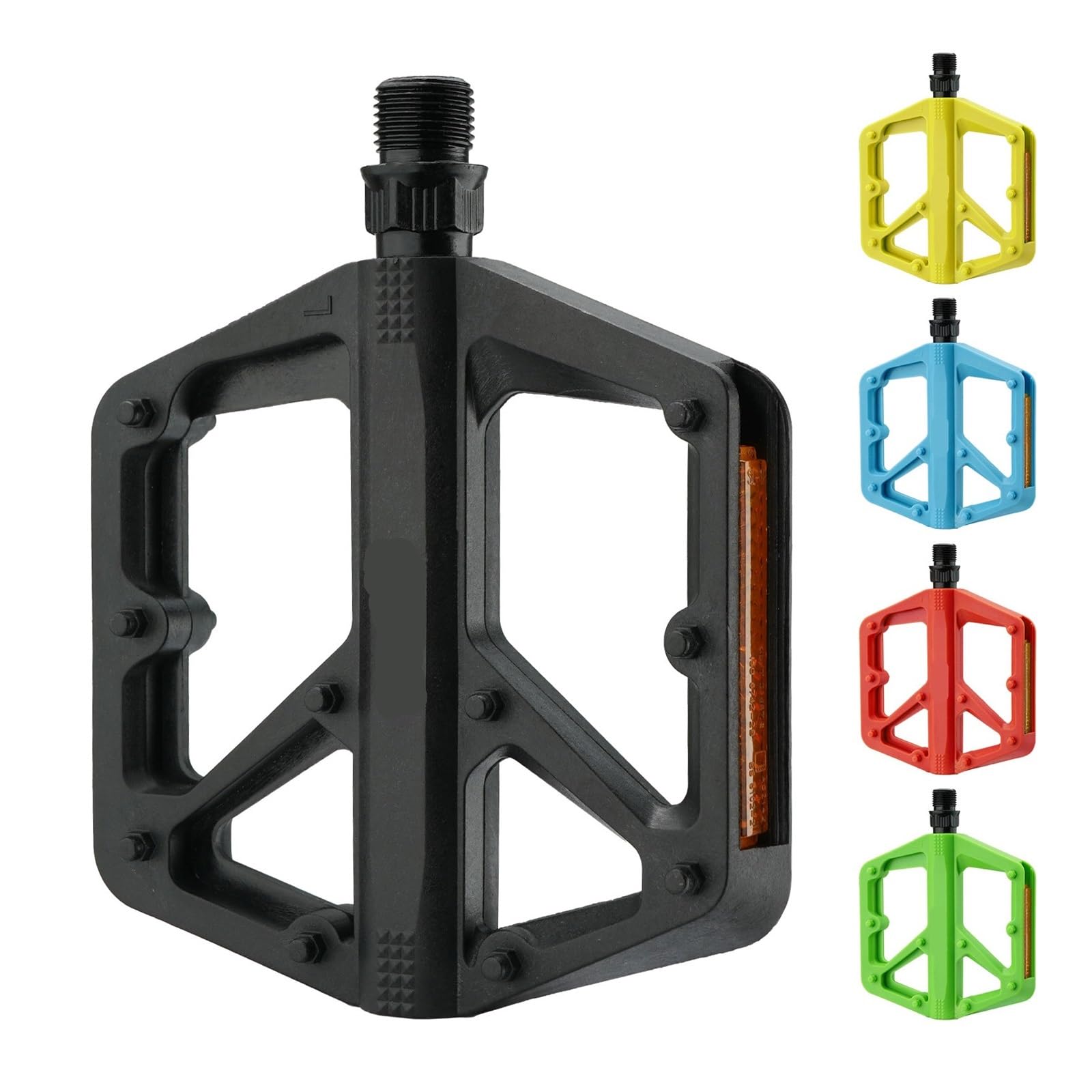 Pedali for bicicletta con piattaforma piatta doppio cuscinetto DU | Dotato di riflettore, parti di ricambio universali for ciclismo