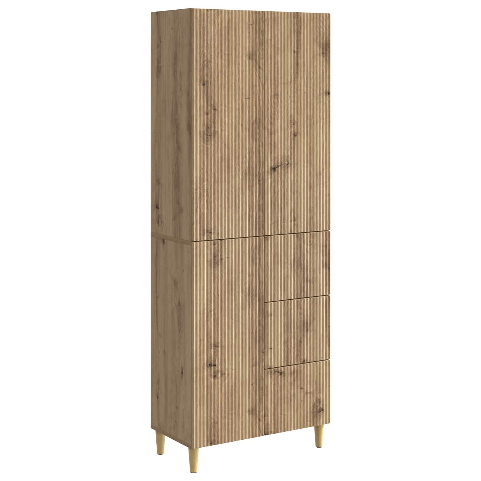 Fengshui Set di 2 armadi, in legno, regolabile in altezza | Con scomparti, cassetti e ripiani, per soggiorno o terrazza, resistente alle intemperie