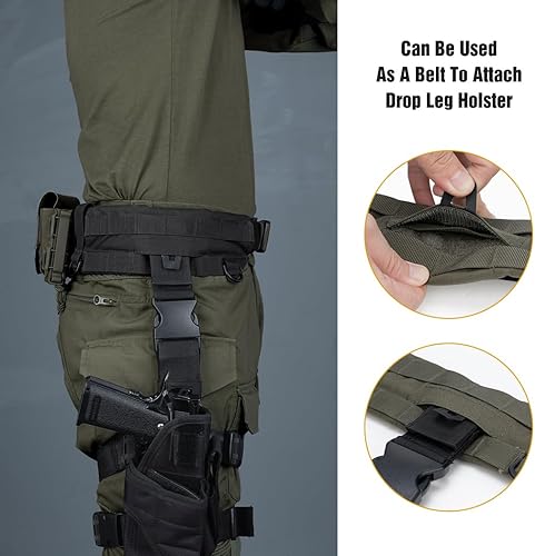 Miniatura 4 de IDOGEAR Cinturón táctico MOLLE cinturón militar modular Rigger's Belt Cinturón de combate ajustable con cinturón interior y cinturón exterior Set