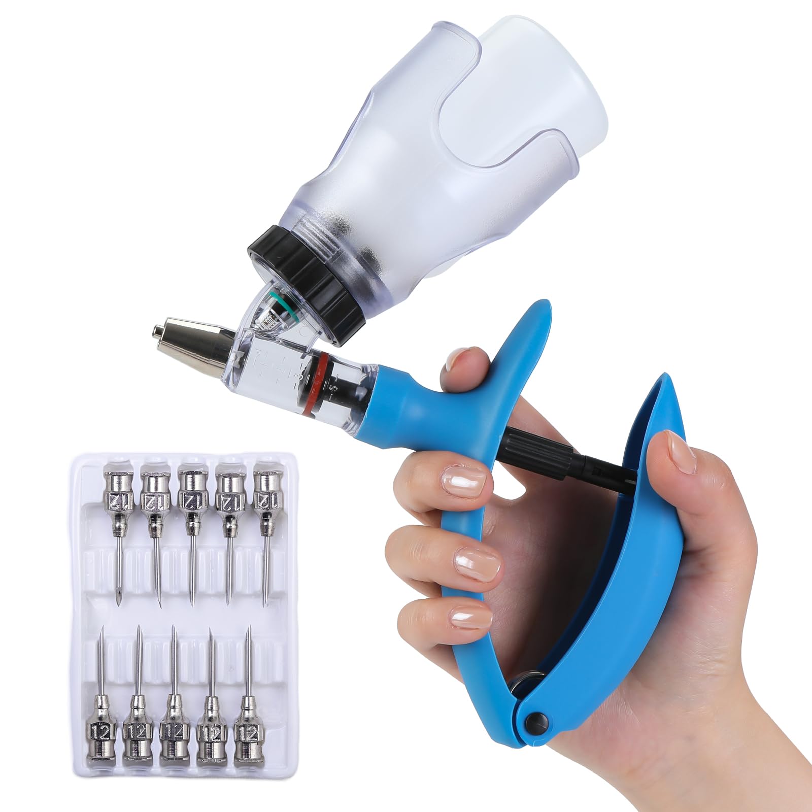 5ml Continuous Self-Refilling Livestock Syringe, 10 Needles Included