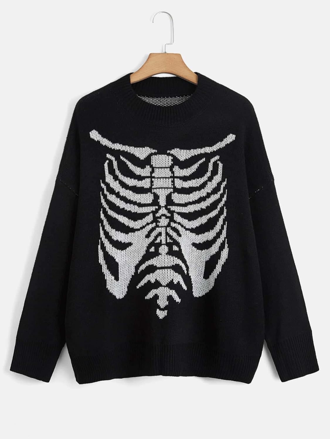 Women's Skeleton Graphic Sweater Grunge Punk Crew Neck Long Sleeve Knitted Pullover Tops Streetwear - Image 3