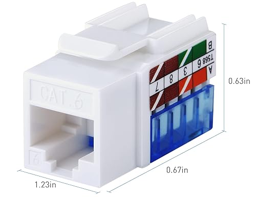 Miniatura 2 de Tedgetal Cat6 RJ45 Keystone Jack Paquete de 25 unidades, 45 grados, acoplador de inserción de conector de pared Ethernet perforado, adaptador