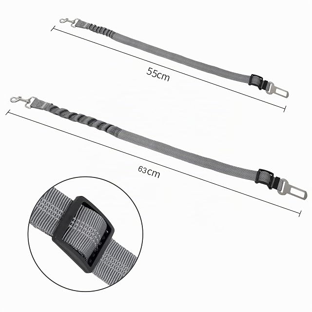 Foto 4 de 4 de Neuftech Cinturón de Seguridad Ajustable para el Coche, para Perros, Color Gris (Gris)