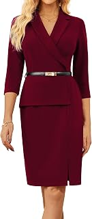 GRACE KARIN Women's 3/4 Sleeve Work Business Church Suit Dresses with Belt