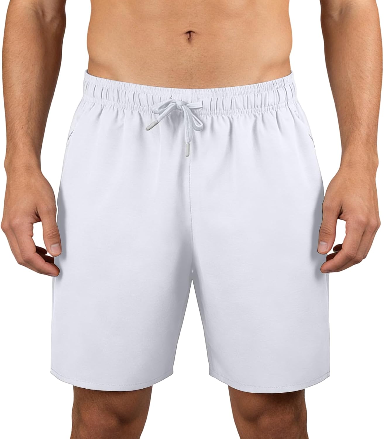 DuDubaby Men Shorts Mens Athletic Lightweight Running Gym Shorts with Pockets Elastic Waist Drawstring for Workout Training