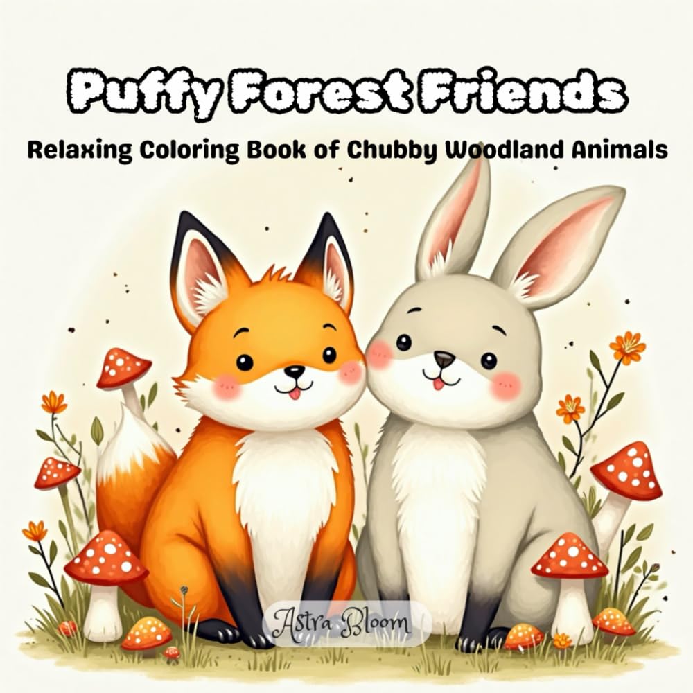 Puffy Forest Friends: Relaxing Coloring Book of Chubby Woodland Animals